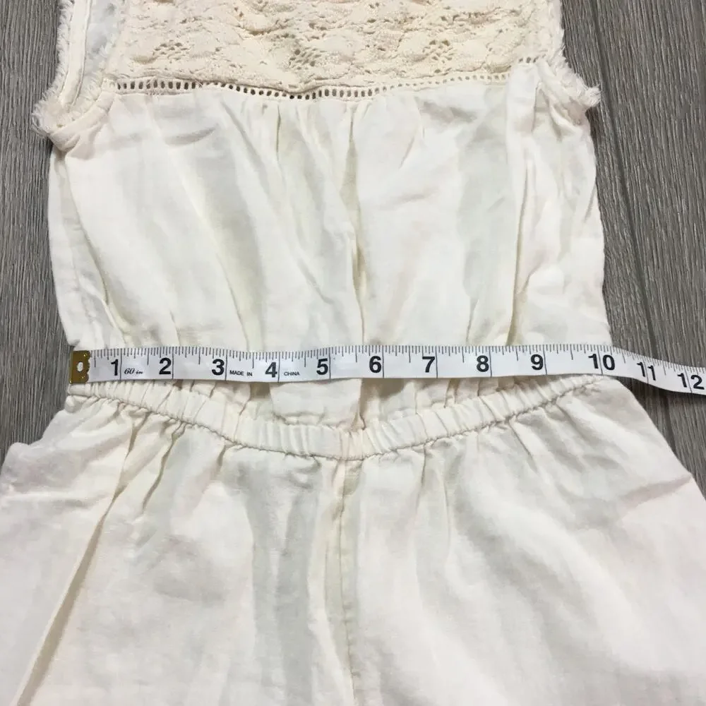 EUC Old Navy Sleeveless Crochet Romper Cream Girls M 8